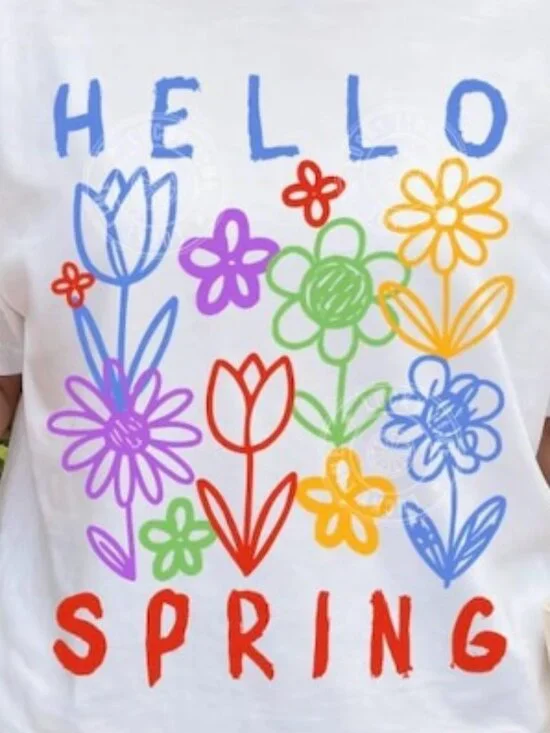 Hello Spring Shirt, Daisy Shirt, Spring Vibes Tshirt, Boho Floral Graphic T 257 - Picture 2 of 5